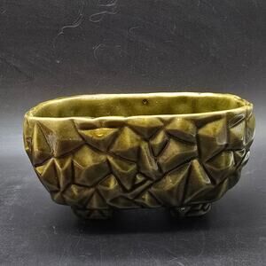 McCoy Green Pebble Geometric Rectangle Planter Vintage USA Pottery #2